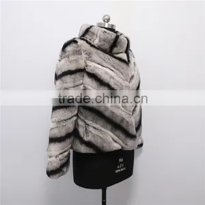 New Fashion Winter Chinchilla Color Sexy Rex Rabbit Fur Coat for Girls thumbnail-3