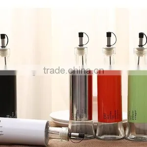 Glass Oil Vinegar Bottle Olive Jar With Metal Coat Pourer 5 Colors thumbnail-3