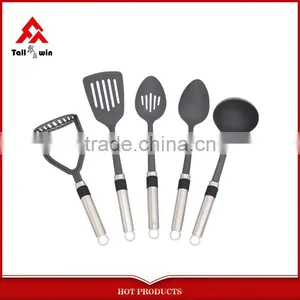 Stainless Steel Handle 5 Piece Nylon Kitchen Utensil Set thumbnail-1