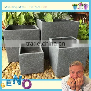 Fashionable Simple Shape Bonsai Square Dark Fiberglass Planter Flower Pot thumbnail-1
