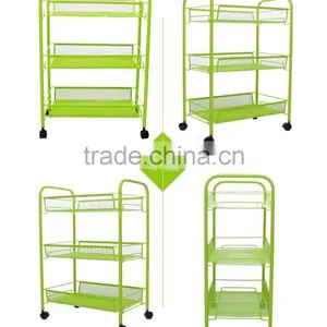 Metal Mesh Trolly Organizer Shelves Handle Portable Storage Rack thumbnail-2