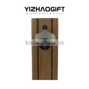 Wood Wall Plaque Beer Bottle Opener With Magnetic Cap Catcher thumbnail-4