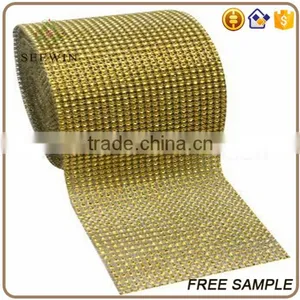 Decorative Glossy Gold Grosgrain Mesh Sequin Ribbon thumbnail-1
