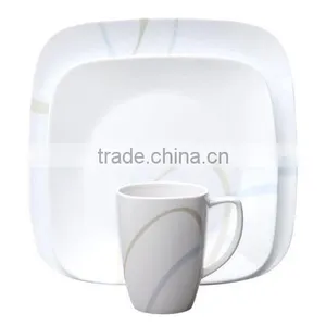Tableware 16 Pieces Square Ceramic White Dinner Sets thumbnail-3