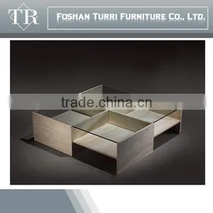Modern Luxury Marble Base With Tempered Glass Top Coffee Table thumbnail-1