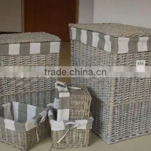 Large Rectangular Black Wicker Laundry Basket thumbnail-1