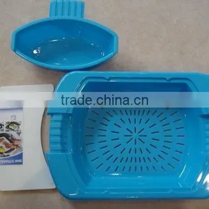 3 in 1 Flexible Plastic Cutting Board With Colander and Washing Basin thumbnail-1
