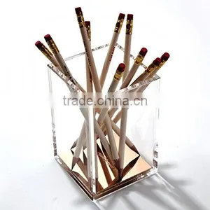 Gold Tone Metal Accent Decorated Acrylic Pencil Cup thumbnail-2