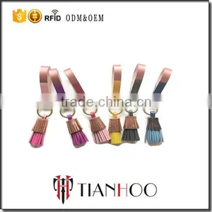 Colorful Leather Fringe Keychain Purse Charm Twister Tassel Key Holder thumbnail-1
