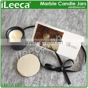 Black Marble Candle Vessels With Mini Tealight Candles thumbnail-1
