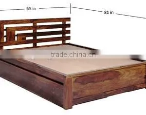 Latest Natural Wooden Queen Size Bed With Storage thumbnail-1