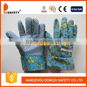 DDSAFETY 2017 Garden Cotton Glove Printed PVC Dots Coated Kids Safety Working Gloves thumbnail-1
