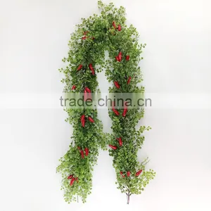 1.6 Meters Artificial Fake Grass Vine Garland With Red Peppers Fruits Vine thumbnail-1