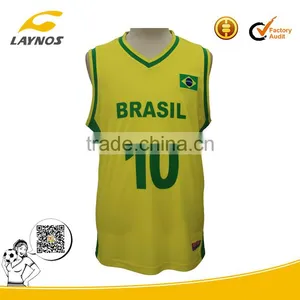 Custom Printed Yellow Brasil Basketball Jersey thumbnail-1