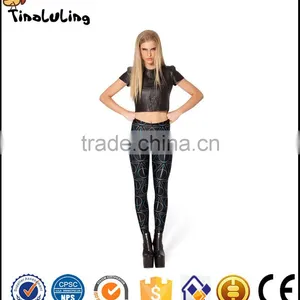 New 2017 DEATHLY HALLOWS LEGGINGS Fashion Women Punk Leggings Geometry Print Pants 2017 thumbnail-1