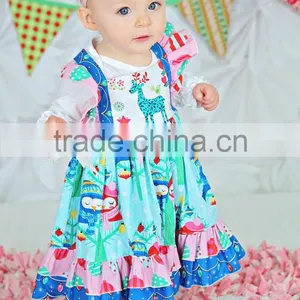 Baby Girl Christmas Dress Kids Reindeer Printed Flutter Sleeve Dress thumbnail-2