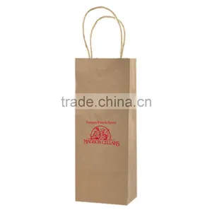 USA Made Natural Kraft Shopping Bag - Dimensions Are 5.25" x 3.25" x 13" and Comes With Your Logo. thumbnail-1