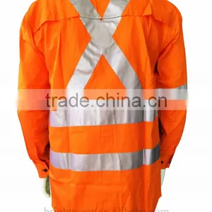Long Sleeve Hi-vis Cotton Drill Safety Shirts thumbnail-2