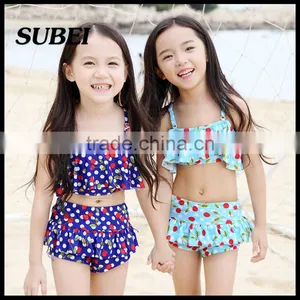2016 New Children's Girls Swimsuit Split Swimwear Children Cute Cherry Bikini thumbnail-2