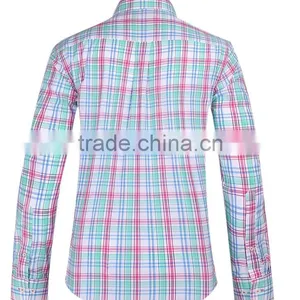 2017 New Plaids Men's Long Sleeve Button-down Slim Fit Shirt With Contrast Collar and Cuff thumbnail-3