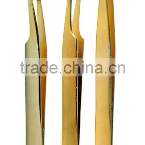 Gold Plated Eyelash Extension Tweezers Set/ Quality Inox Eyelashes Tweezers thumbnail-1