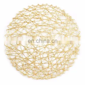 Woven Paper Round Decorative Metallic Placemat thumbnail-1
