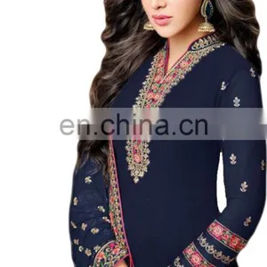 Occasion Party Wear Heavy Embroidery Semi-Sttiched Georgette Dress Material Salwar Kameez 2017 (salwar Kameez Suits) thumbnail-2