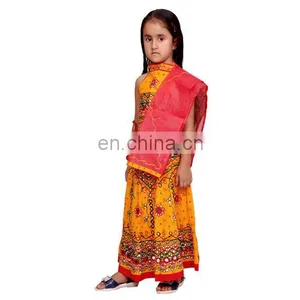 Indian Kids Handmade Mirror Lehenga Choli Chaniya Choli For Girls Ethnic Dress, Traditional Dress Girl Dresses Duppta Set Ghagra thumbnail-2