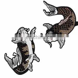 Chinese StyleHigh Quality Sequin Carp Patches/sequin Applique Carp Embroidery Patch in Stock for Accessories Hat, Bag, Clothes, thumbnail-1