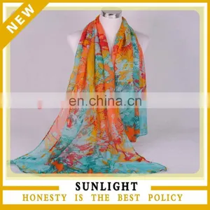 Hot Selling Fashion Printing Multicolor Lady Beach Chiffon Scarf thumbnail-1