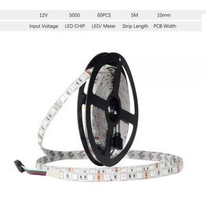 DC12V 5050 LED Strip RGB RGBW RGBWW 5M 10M Set LED Strip 5050 RGB 60LEDs/m + Touch Remote Controller+ 12V Power Adapter thumbnail-2