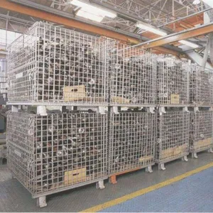 Galvanized Collapsible & Stackable Warehouse Storage Wire Mesh Container thumbnail-3
