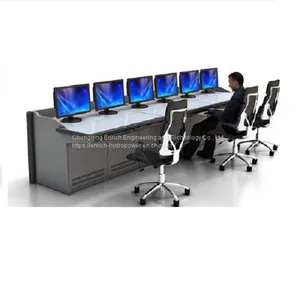 New Design Customized Industrial Broadcast Sheet Metal Fabrication Security Control Room Console Command Center Furniture Monitor Console Equipment Console Worktop Operating Platform Industrial Control Operating Desk With LED Lamp thumbnail-4