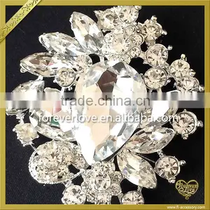 Wholesale Flower Hair Brooches Pins Crystal Rhinestone Lady Men Wedding Brooch FB-027 thumbnail-2