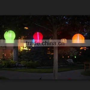 Outdoor Solar Powered Hanging Paper Lantern Led Light thumbnail-1