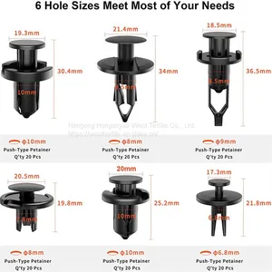Automotive Plastic Push Type Retainer Clips, Black Auto Nylon Fasteners thumbnail-4