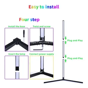 Music Sync Modern Smart Corner Floor Lamp Dream Color RGBIC USB Led Pixel Strip Kit For Home Decoration thumbnail-3