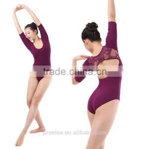 Girls 1/2 Sleeve Lace Ballet Leotard, Lyrical Dance Leotard thumbnail-1