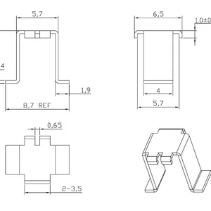 EE8.3 Transformer Winding Copper Sheet, EE8.3 Inductance Transformer Copper Clamp, Material C1100, Surface Tin Plated. thumbnail-3