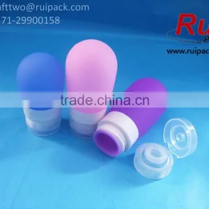 Blue/pink/purple Cute Round Silicone Bottles With Flip Top Cap, 38/60/80ml Ball Shape Silica Gel Hand Sanitizer Bottle thumbnail-2