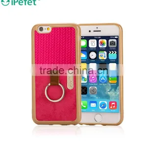 IPefet-New Arrive Premium Hybrid Leather TPU Bumper Case For IPhone 6/s With Ring thumbnail-2