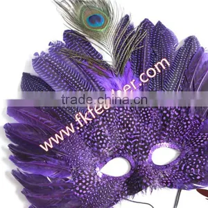 Natural Craft Purple Spot Feather Mask Halloween Decorations thumbnail-3