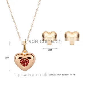 New Arrive Gold Plated Jewelry Fashion Cute Pretty Heart Necklace Earring Set TOP Quality thumbnail-3
