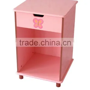 Modern and Good Looking Pink Color Small Wood Bedside Table thumbnail-1