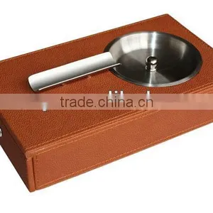 Hot Sale Cool Smokeless Brown Real Leather Ashtrays thumbnail-3