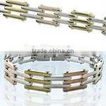 Stainless Steel Bracelet With Alternating Color Links (double and Triple Bars) thumbnail-1