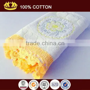 100% Cotton High Quality Terry Color Soft Embroidery Lace Hand Towel thumbnail-1