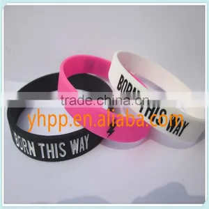 Custom LADY GAGA BORN THIS WAY Skinny Silicone Rubber Wristband Bracelet Band thumbnail-1