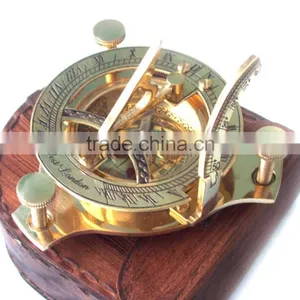 Beautiful Brass Maritime Gift Compass-Sundial Compass With Leather Box 13499 thumbnail-3