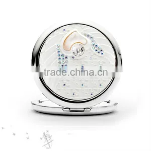 Round Compact Mirror Fully Covered With Crystals on the Top thumbnail-2